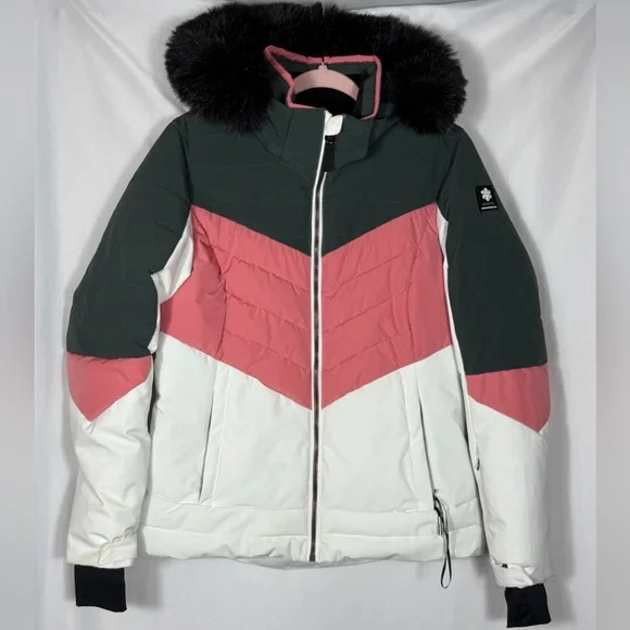 Killtec Women’s KSW 250 Ski Quilted Jacket in Green, Pink, & White Size 8, NWOT - Picture 1 of 16